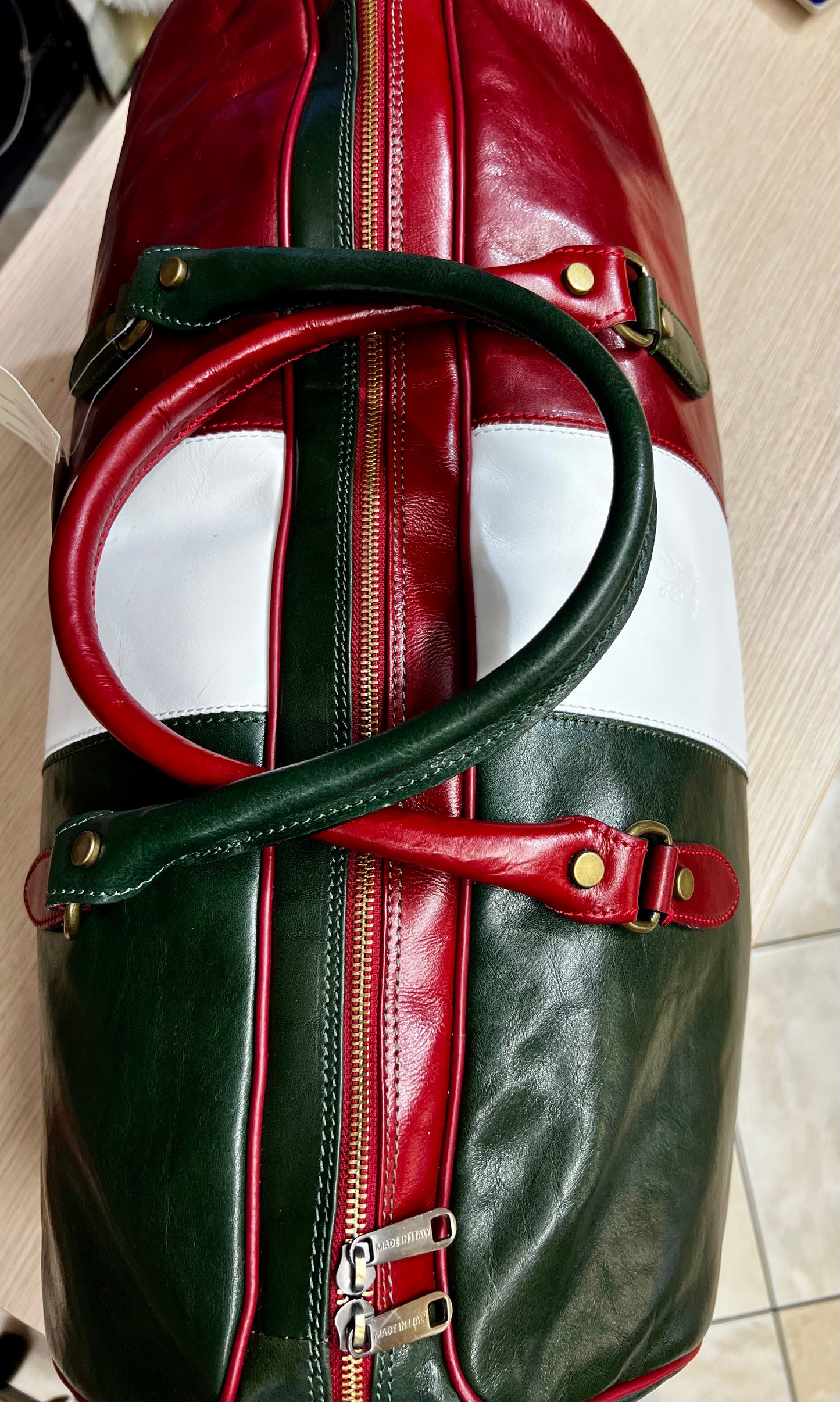 Borsone. Leather Travel Bag